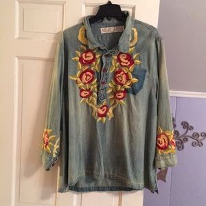 MP embroidered jean top